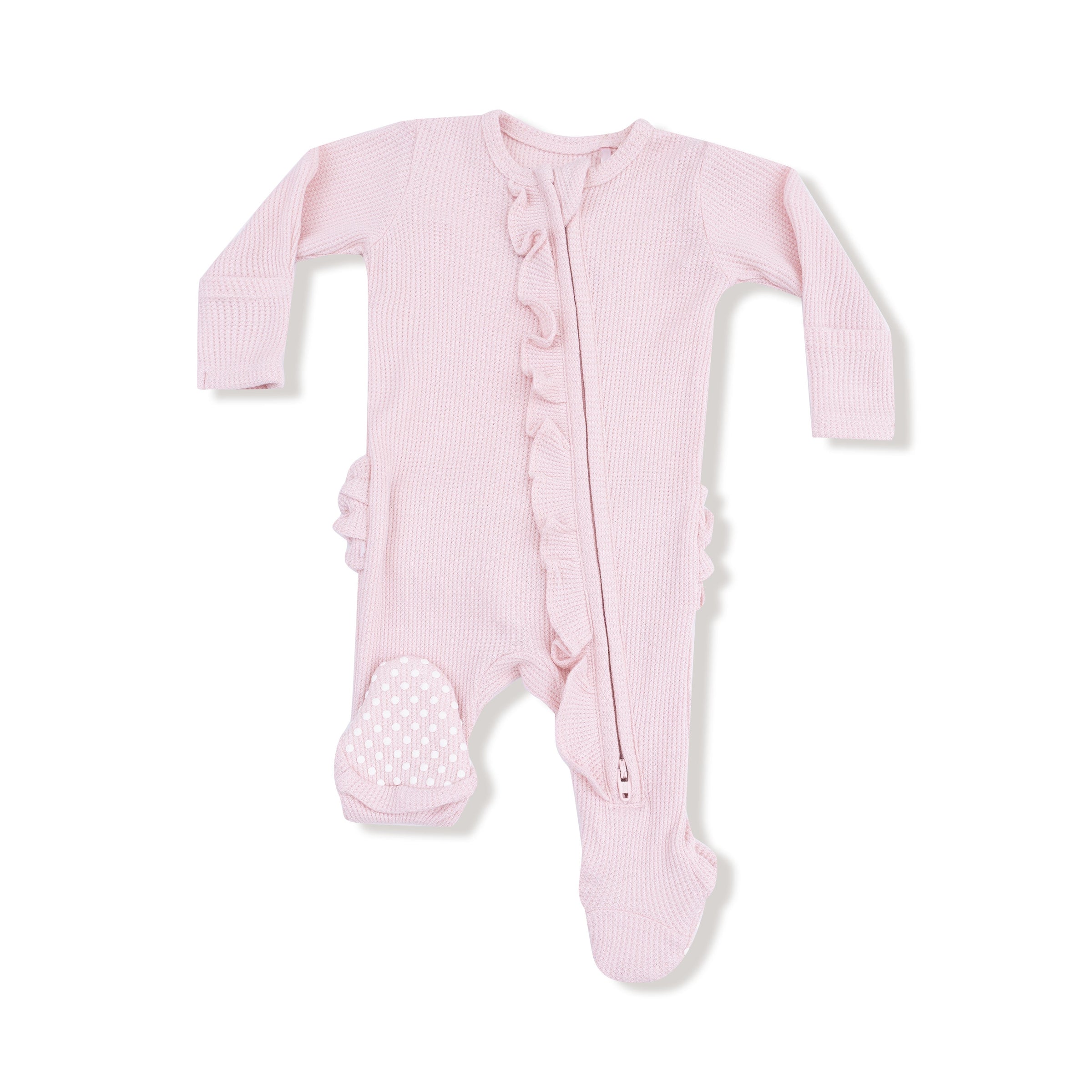 Veiled Pink - 2 Way Ruffle Zipper Footie