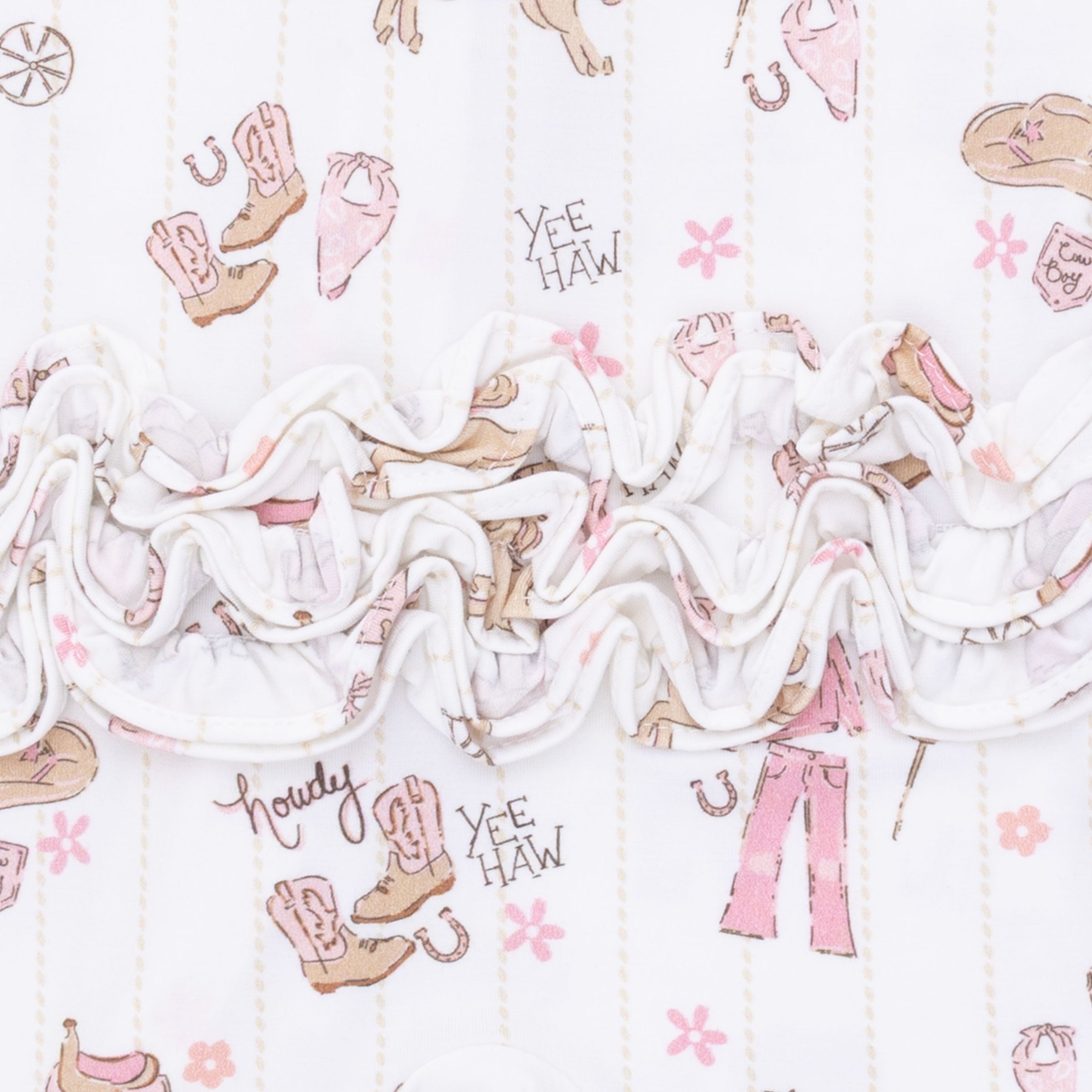 Cowgirl Nursery - 2 Way Ruffle Front Zipper Footie