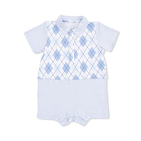 Blue Argyle - Short Playsuit