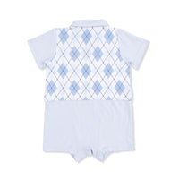 Blue Argyle - Short Playsuit