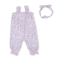 Elizabeth's Garden - Ruffly Strap Overall & Headband
