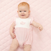 Bubbly Whale with Bow  Pink - Ruffle Playsuit