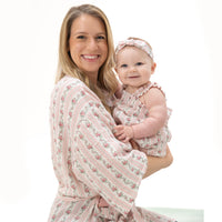 Winding Roses Stripe - Adult Kimono Mid Thigh Robe