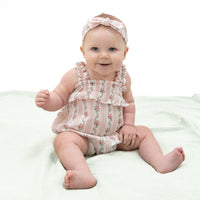 Winding Roses Stripe - Ruffly Strap Bubble
