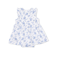 Baby Blue Vines Floral - Ruffle Bodysuit Dress