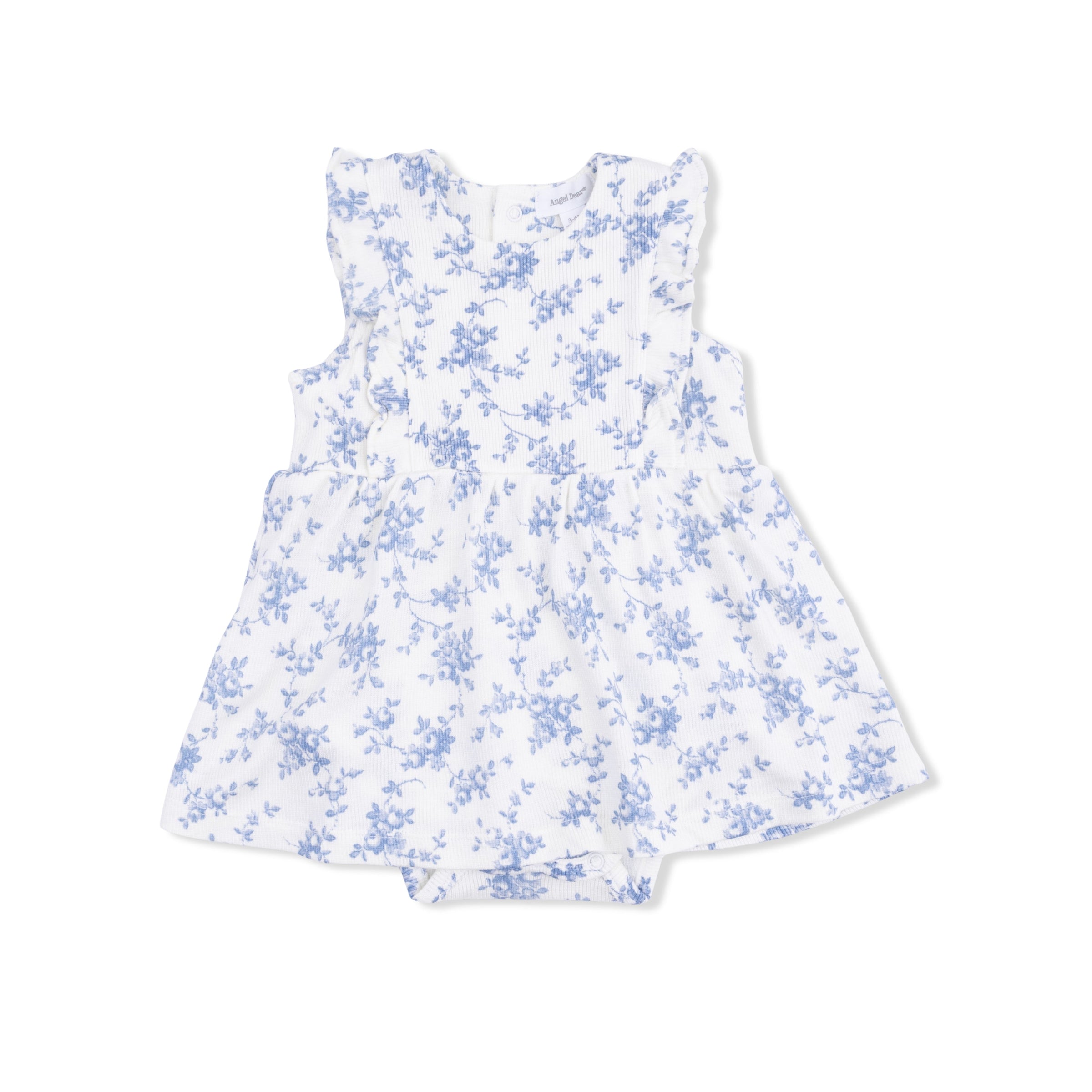 Baby Blue Vines Floral - Ruffle Bodysuit Dress