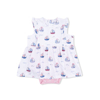 Bubbly Sailboats Pink - Ruffle Bodysuit Dress