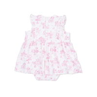 Puppy Toile Pink - Ruffle Bodysuit Dress