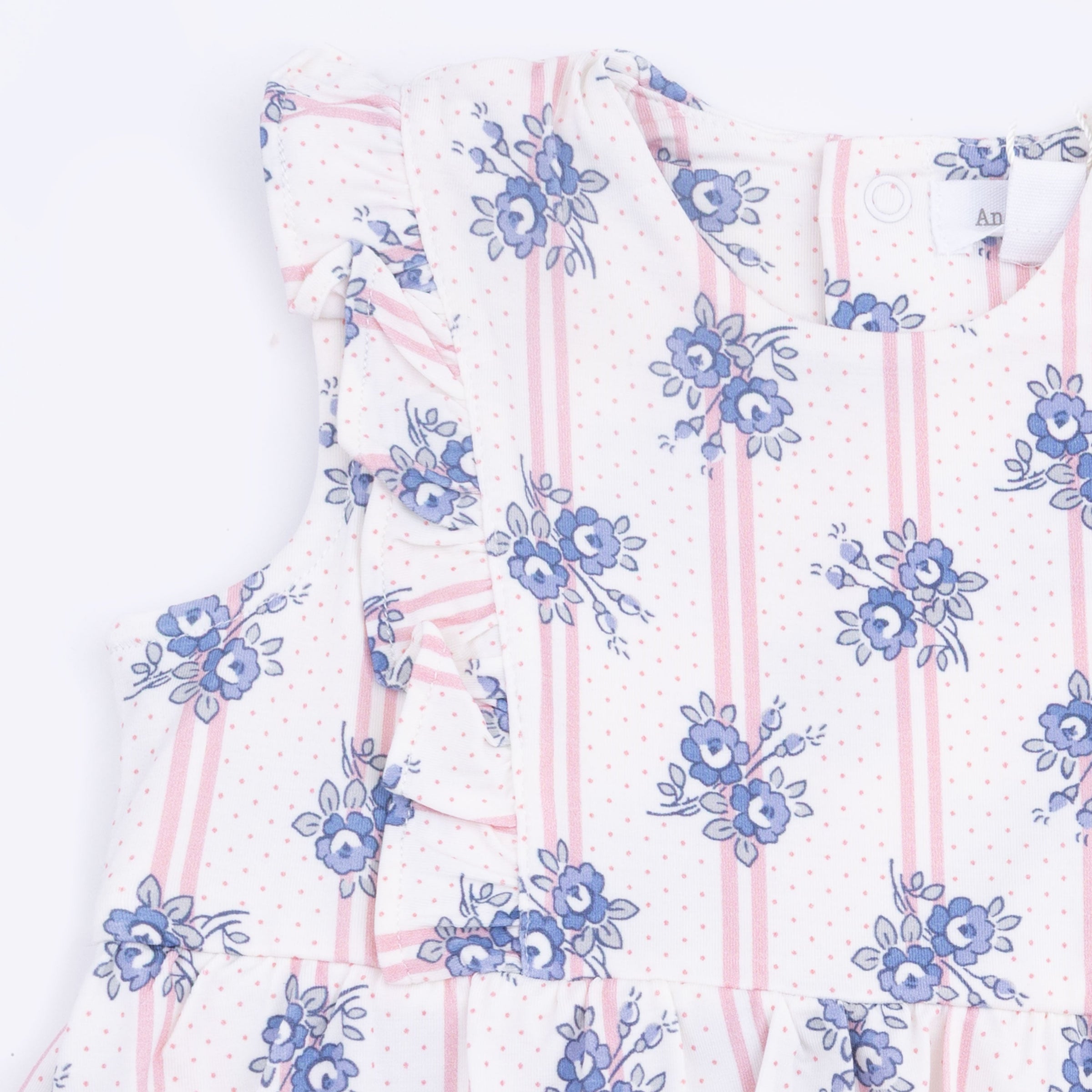 Stripe Dot Roses - Ruffle Bodysuit Dress
