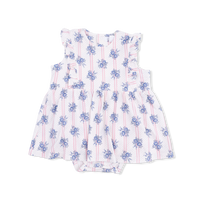 Stripe Dot Roses - Ruffle Bodysuit Dress