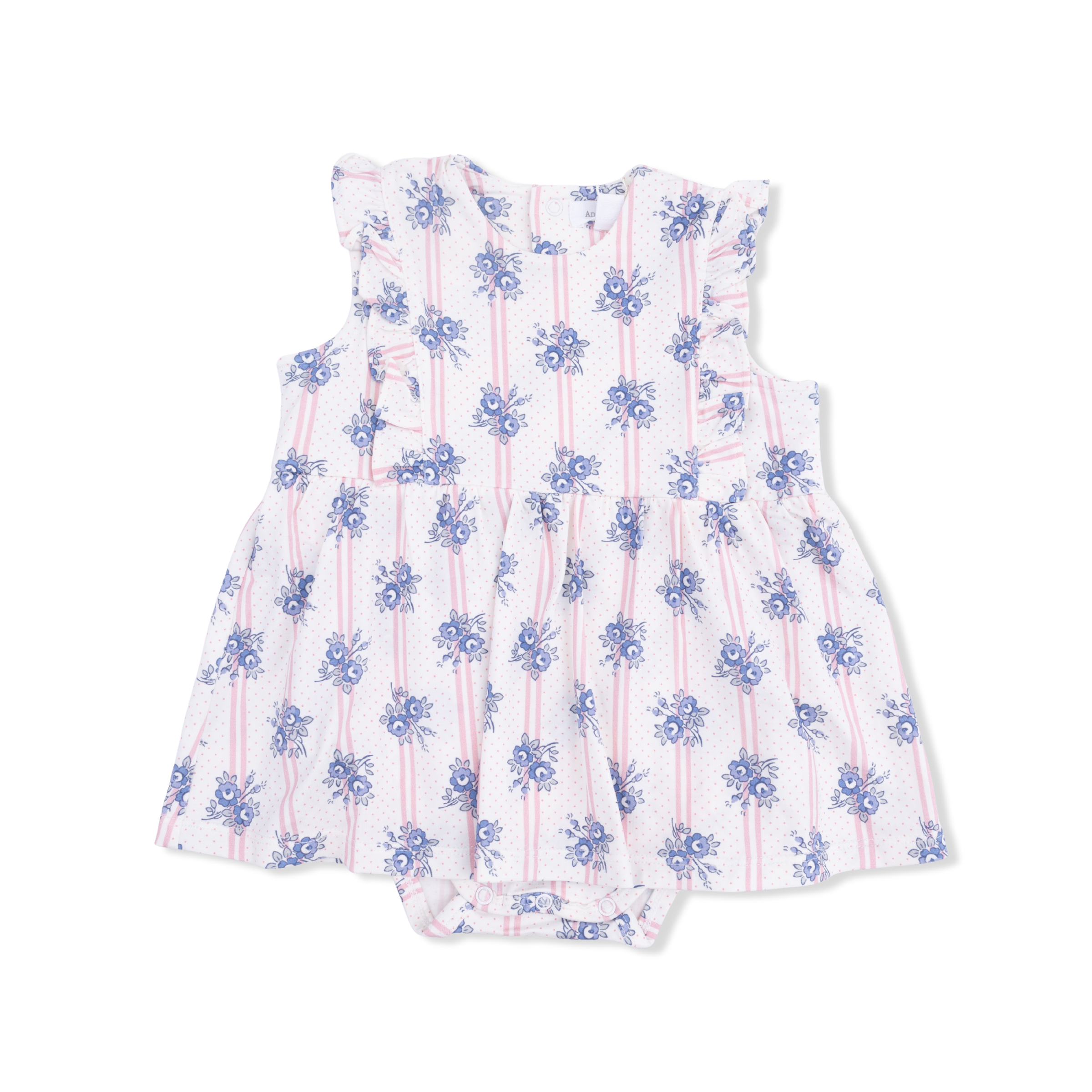 Stripe Dot Roses - Ruffle Bodysuit Dress