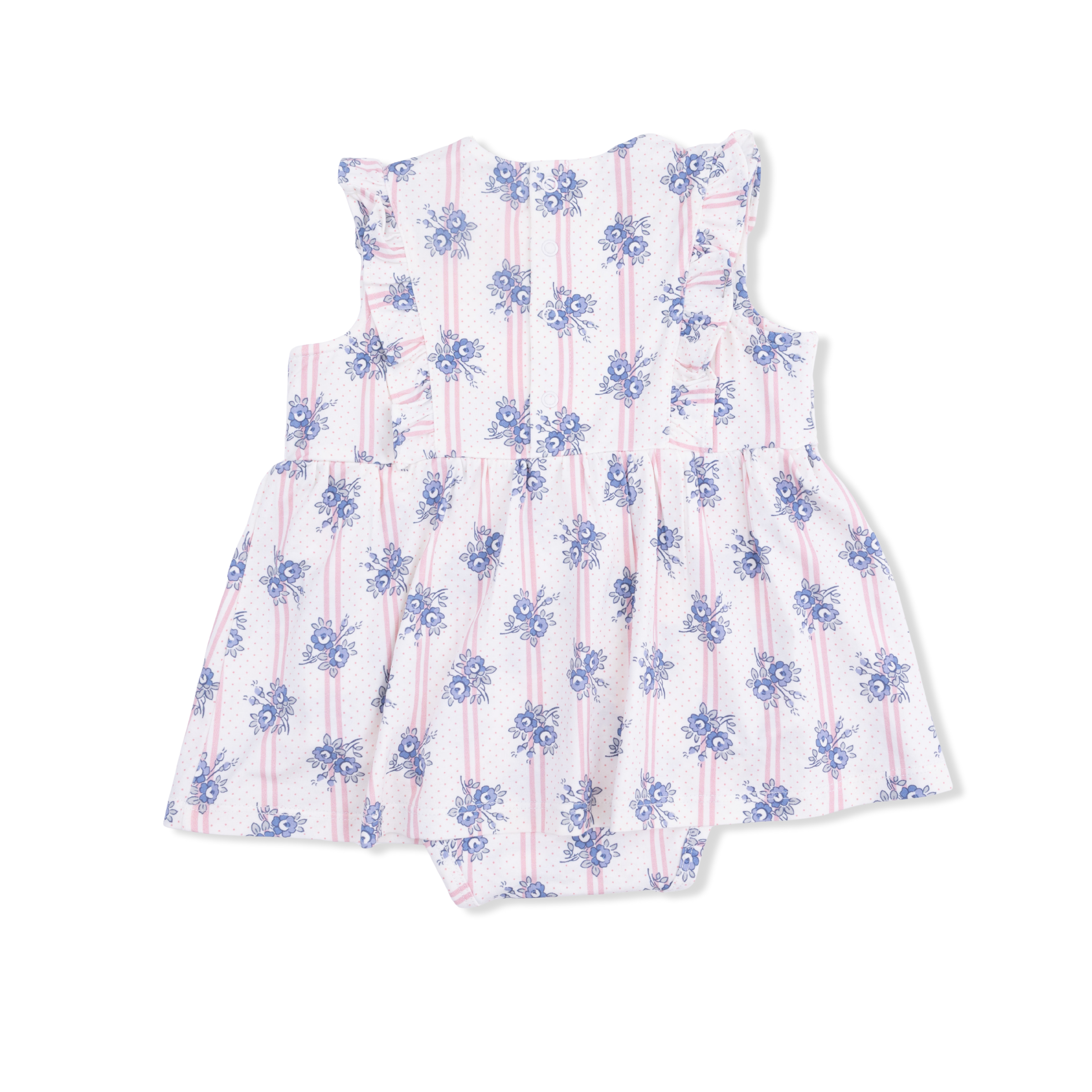 Stripe Dot Roses - Ruffle Bodysuit Dress