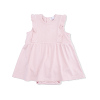 Solid Veiled Pink - Ruffle Bodysuit Dress