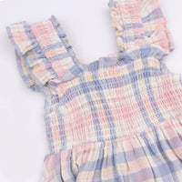 Dusty Plaid - Smocked Sundress with Bloomer