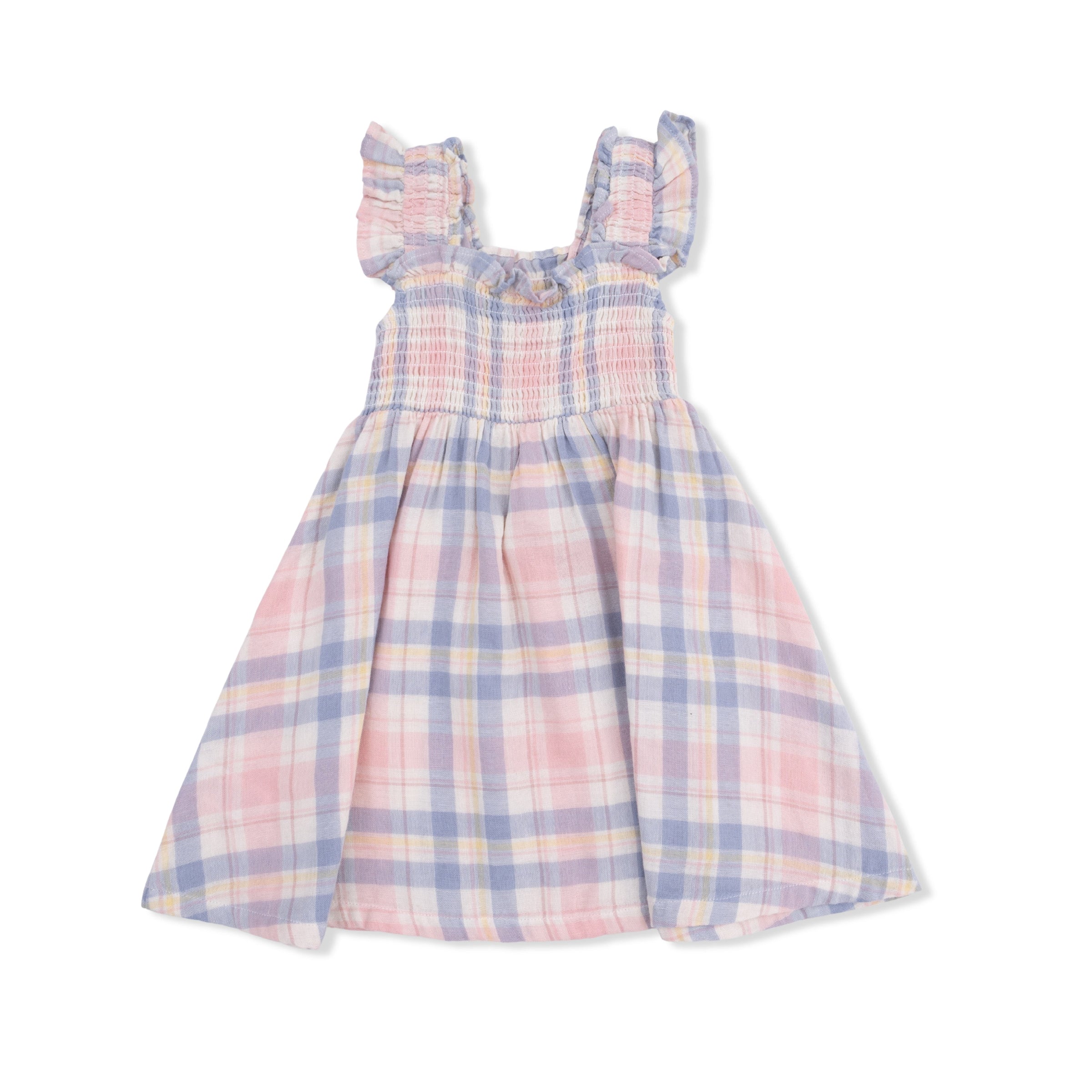 Dusty Plaid - Smocked Sundress with Bloomer