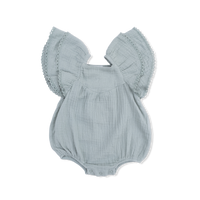 Solid Muslin Jadeite - V-Neck Bubble