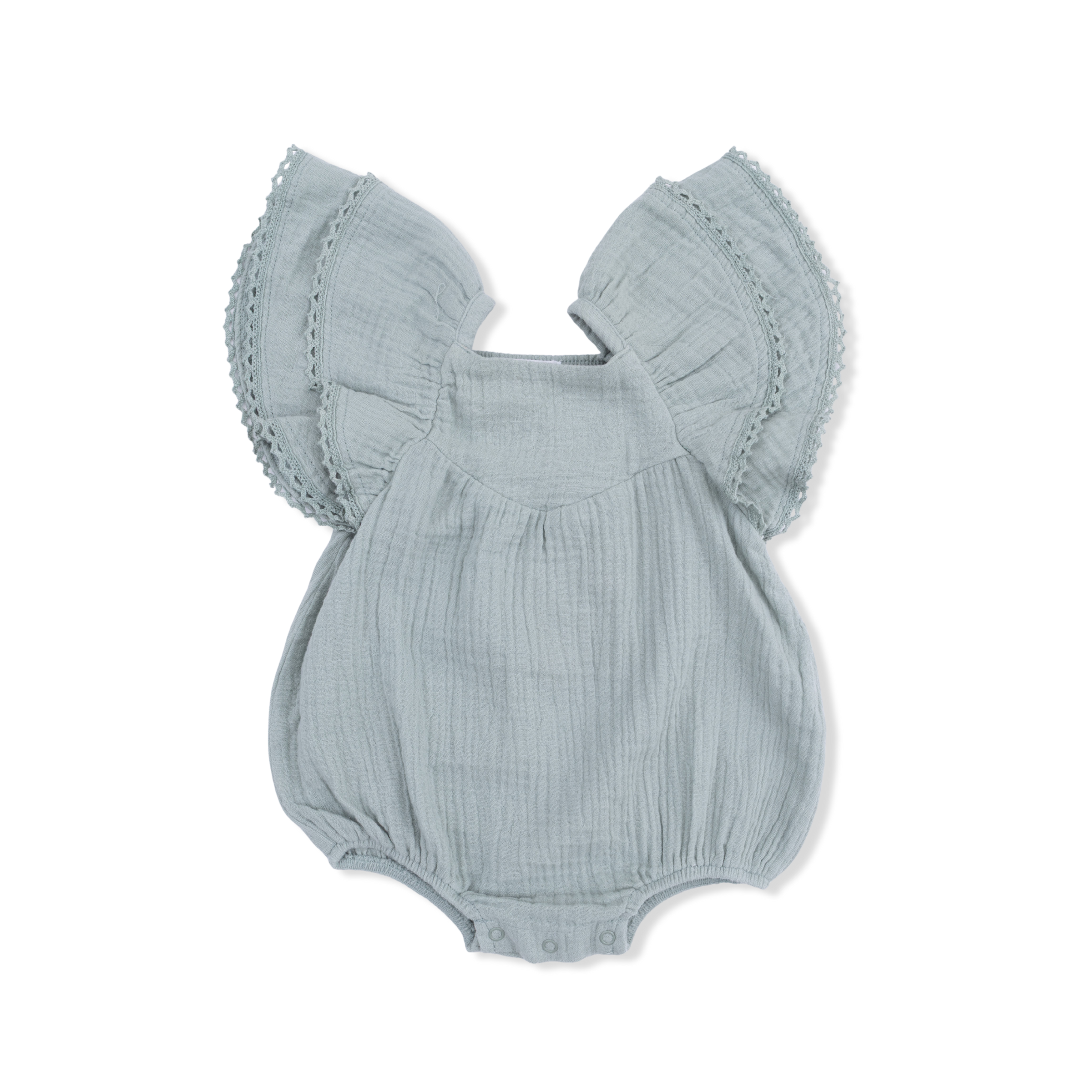 Solid Muslin Jadeite - V-Neck Bubble