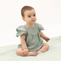 Solid Muslin Jadeite - V-Neck Bubble
