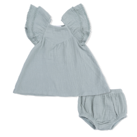 Solid Muslin Jadeite - V-Neck Dress and Bloomer