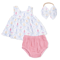Ribbon Bouquets - Dress with Bow & Bloomer with Bow on Headband Set