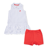 Baseball Stripe - Polo Dress with Cartwheel Short