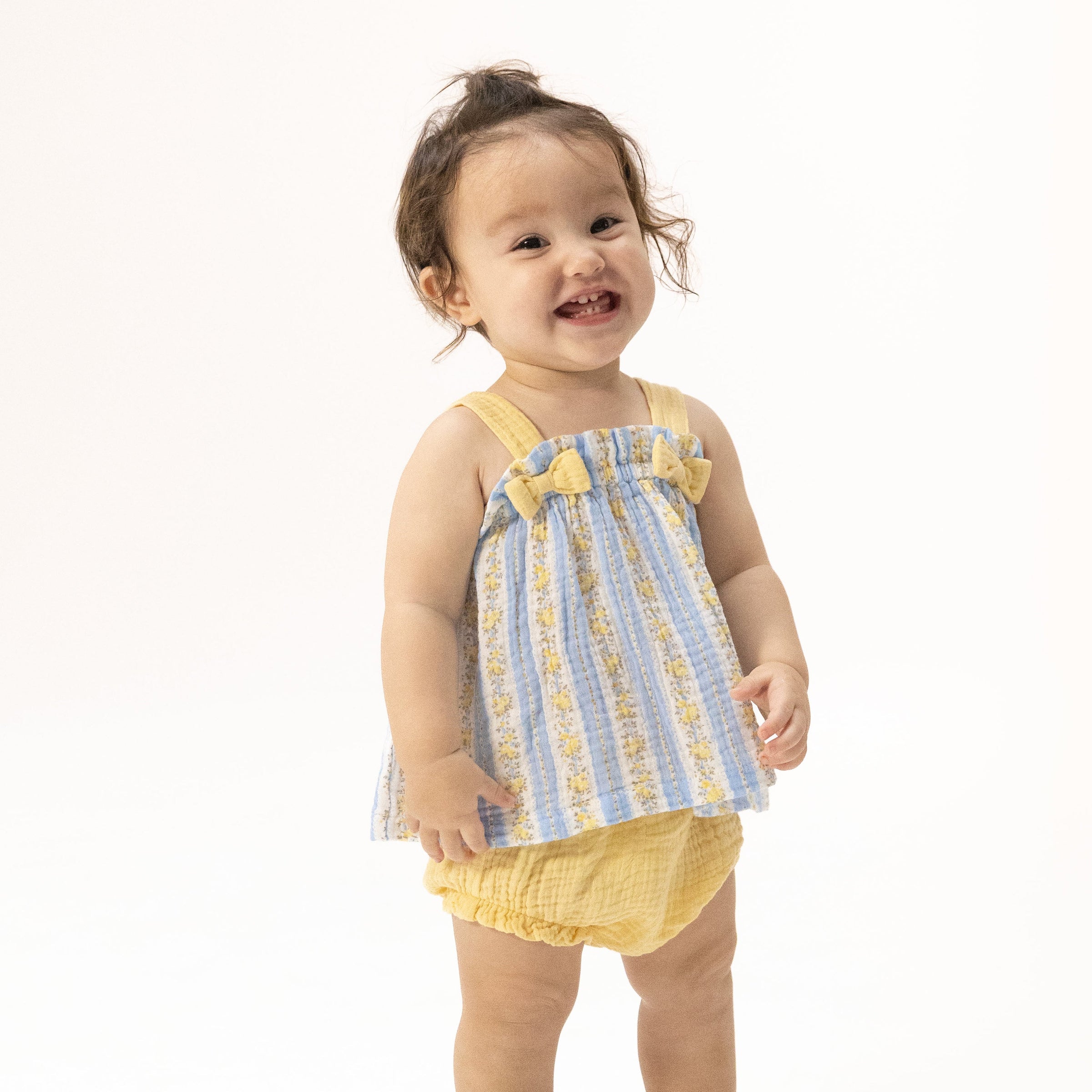 Odalys Floral Stripe - Top with Bows and Ruffle Leg Bloomer
