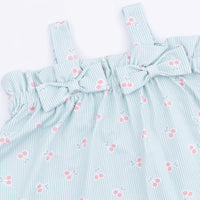 Tiny Cherry Stripe - Top with Bows and Ruffle Leg Bloomer