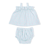 Tiny Cherry Stripe - Top with Bows and Ruffle Leg Bloomer