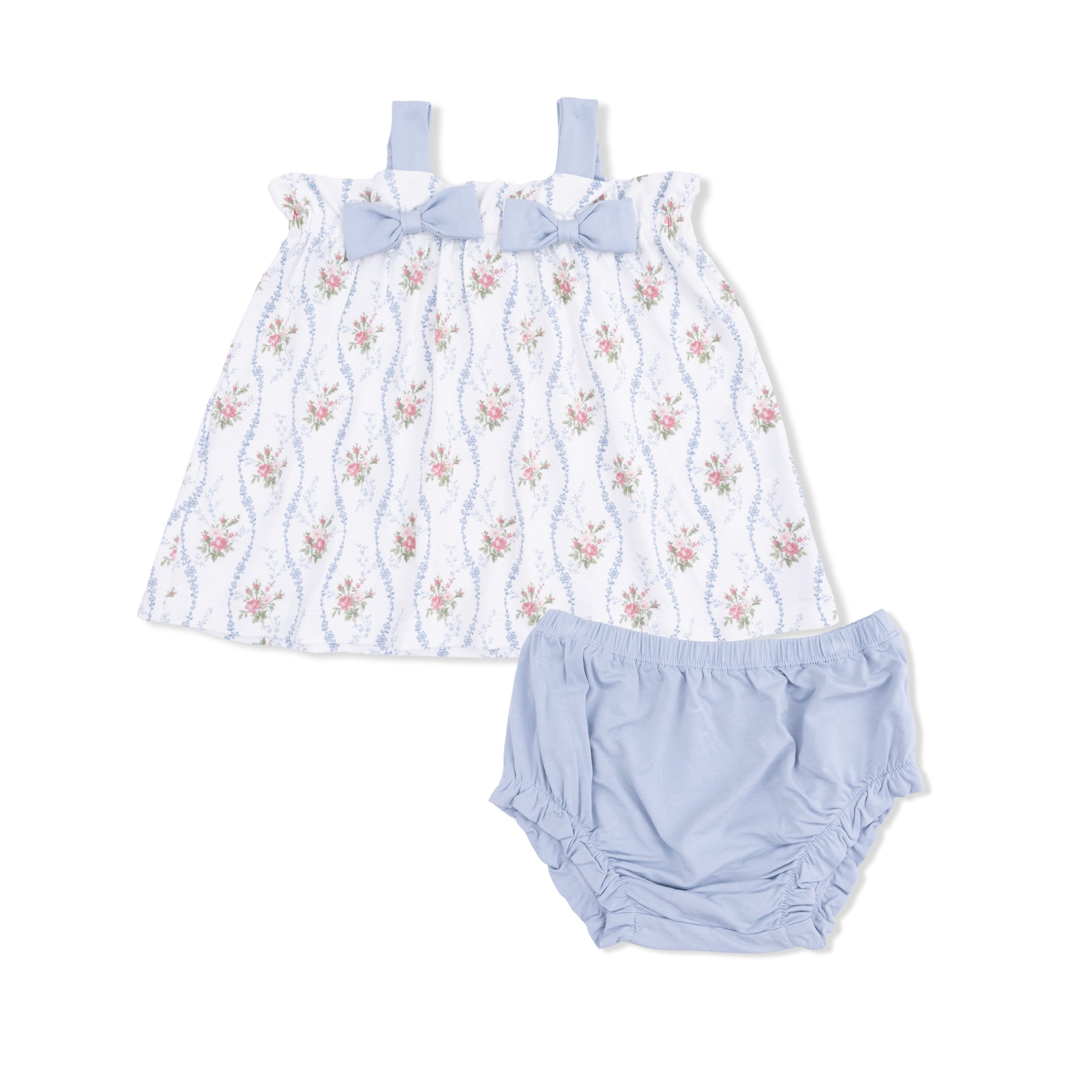 Heirloom Rose Stripe - Top with Bows and Ruffle Leg Bloomer