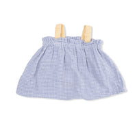 Micro Gingham Blue Blizzard - Top with Bows and Ruffle Leg Bloomer