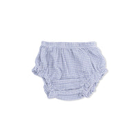 Micro Gingham Blue Blizzard - Top with Bows and Ruffle Leg Bloomer