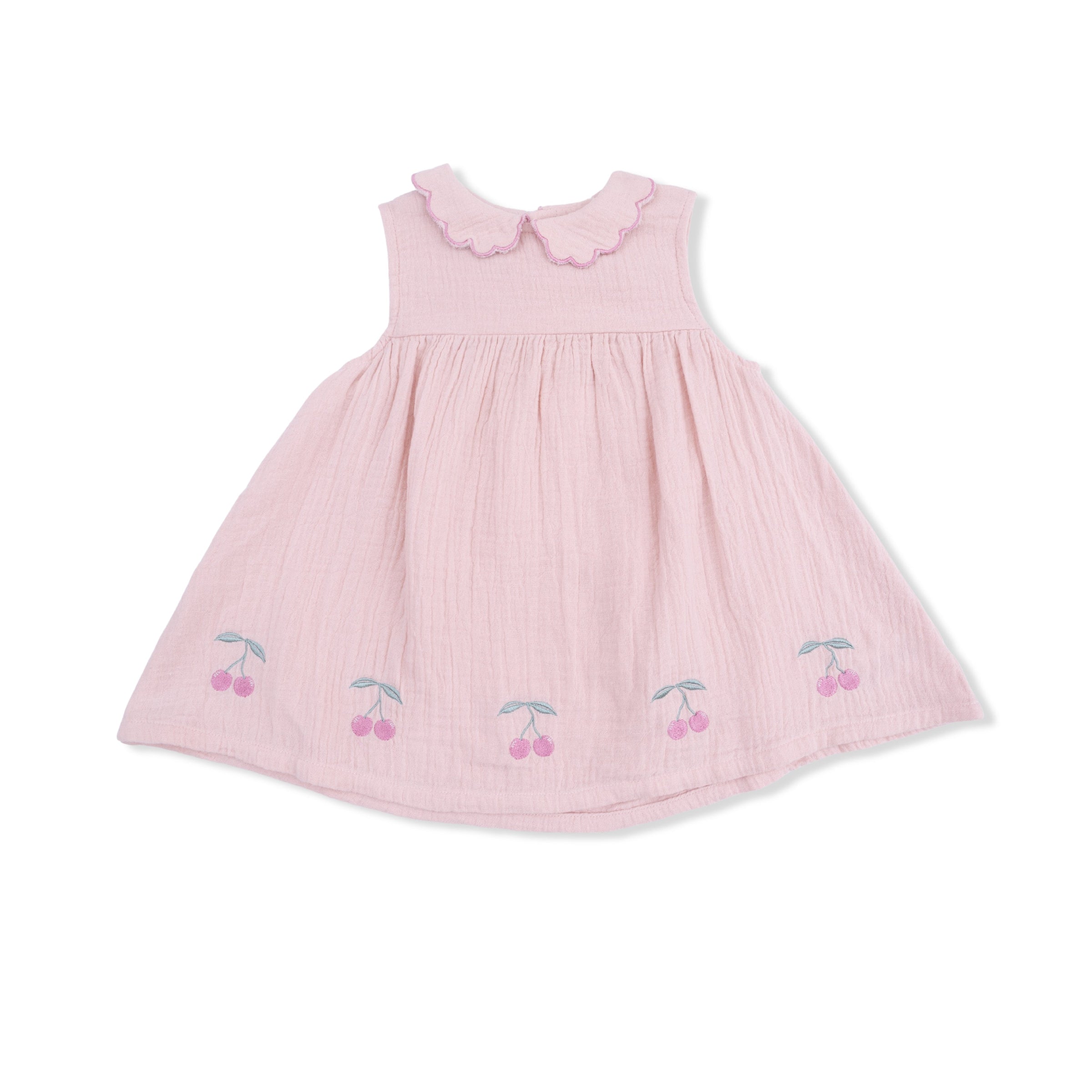Solid Muslin Lotus - Petal Collar Dress Set