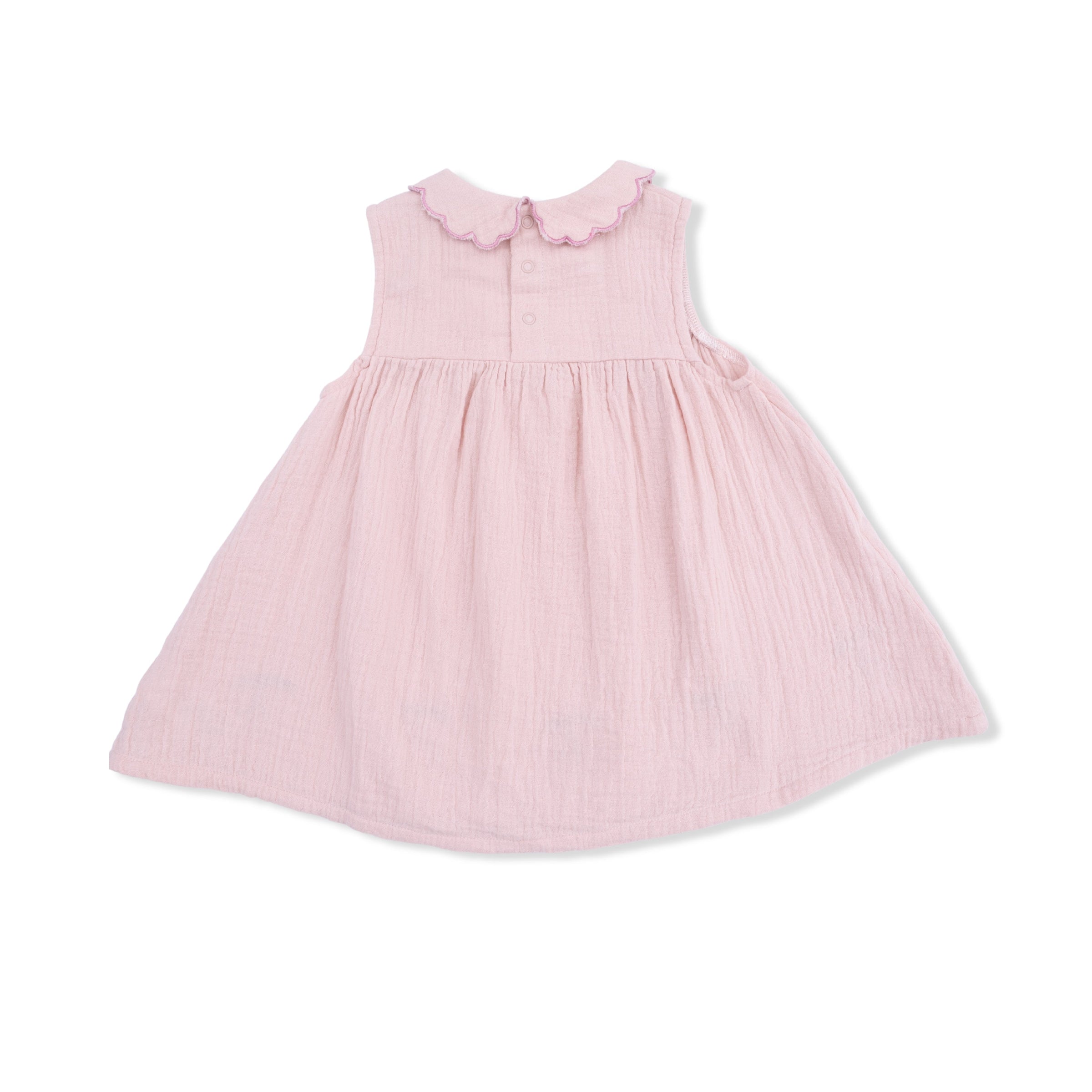 Solid Muslin Lotus - Petal Collar Dress Set