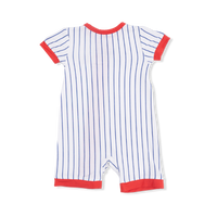 Baseball Stripe - Shortie 2 Way Zipper Romper