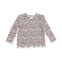 Leopard Rib - Long Sleeve Lettuce Edge Tunic Top