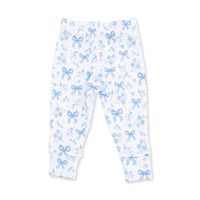 Blue Bows and Flowers - Long Sleeve Ruffle Top and Pant