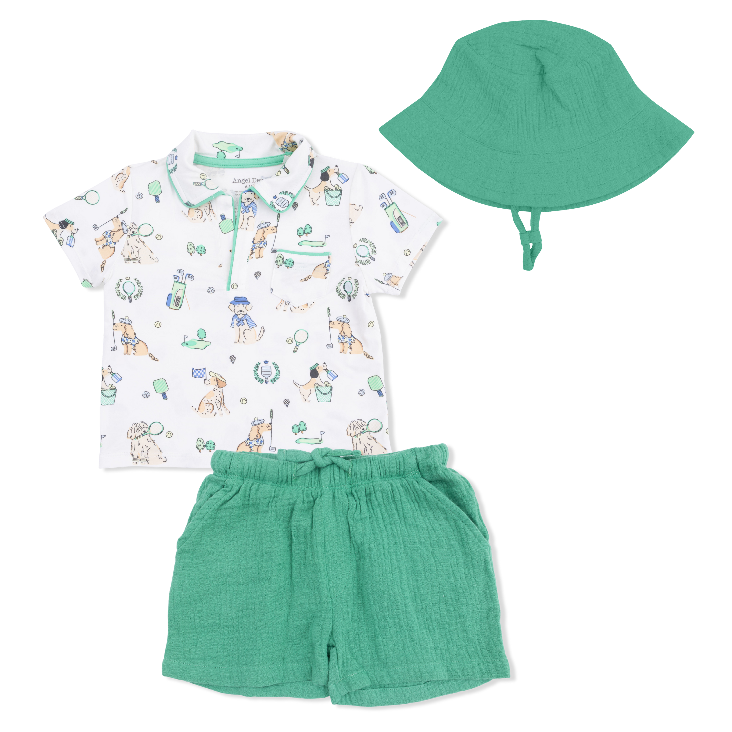 Country Club Dogs Neutral - Polo with Casual Short  & Bucket Hat