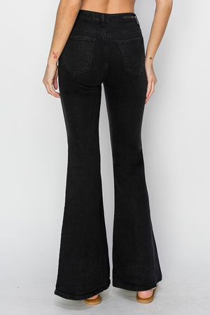 High Rise Button Fly Flare Jeans