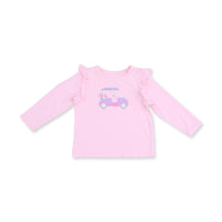 Golf - Pink Golf Cart Long Sleeve Ruffle Tee