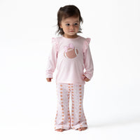Football Bow Stripe - Long Sleeve Ruffle Tee and Baby Bells