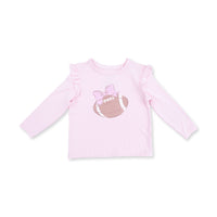 Football Helmets Pink - Long Sleeve Ruffle Tee Football