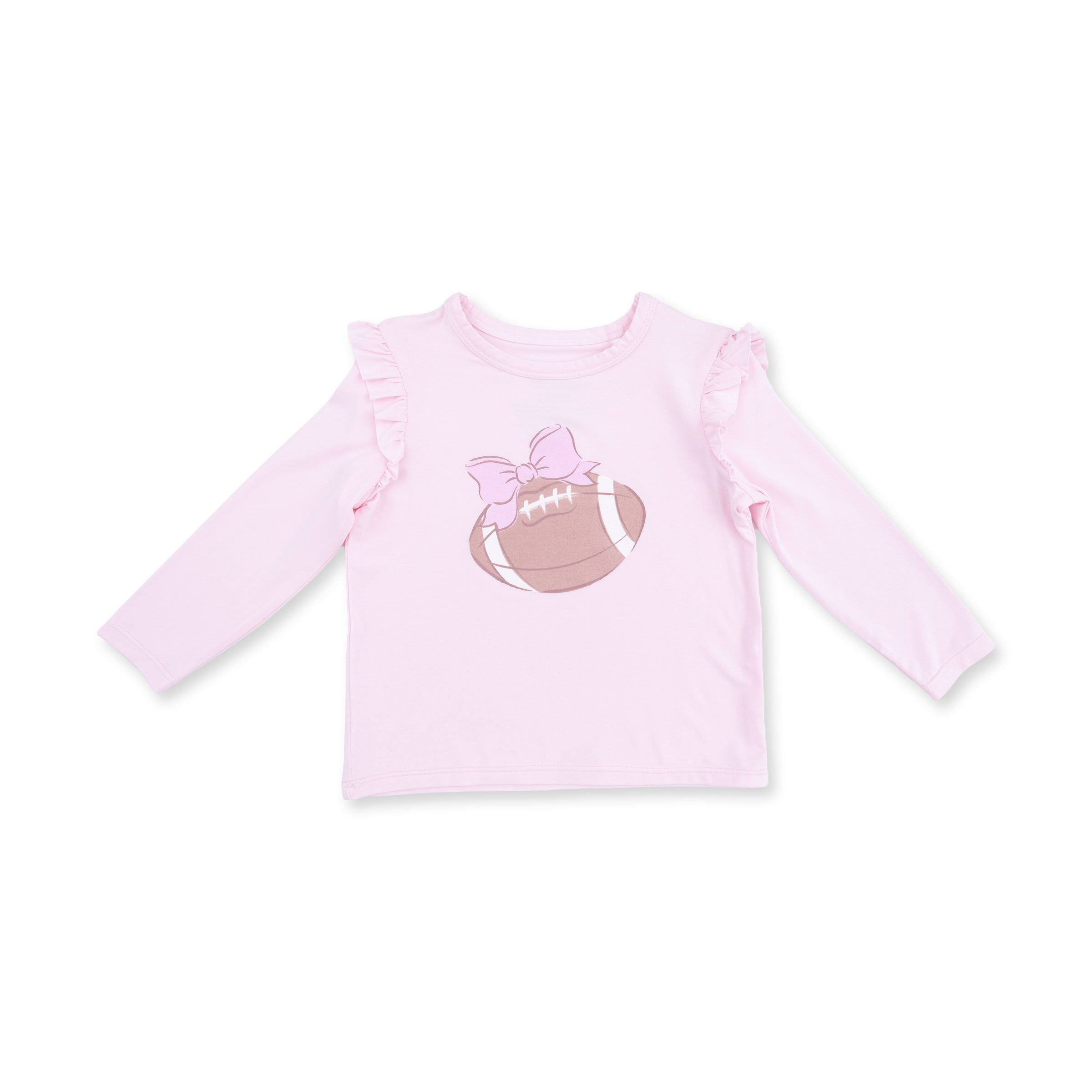 Football Helmets Pink - Long Sleeve Ruffle Tee Football
