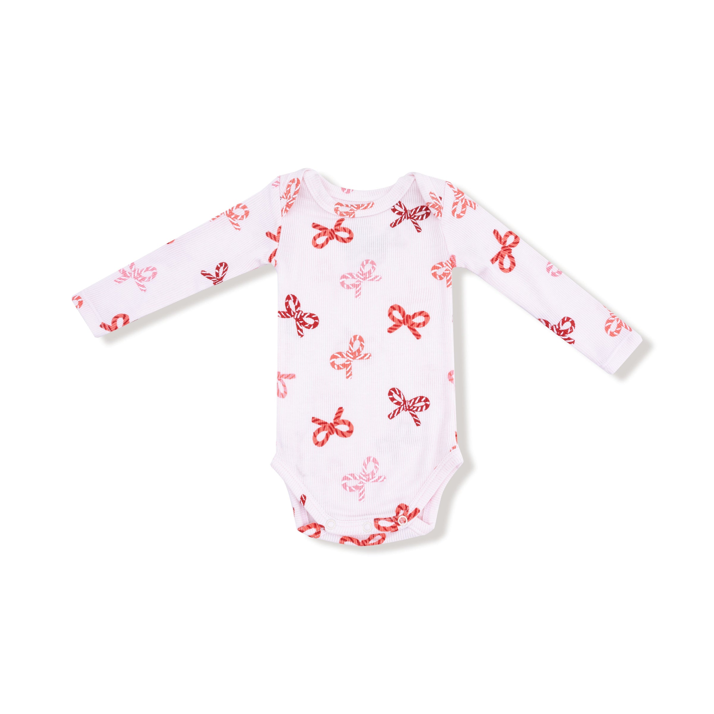 Candy Cane Bows - Lap Shoulder Bodysuit