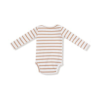 Vintage Stripe - Brown - Lap Shoulder Bodysuit