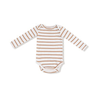 Vintage Stripe - Brown - Lap Shoulder Bodysuit