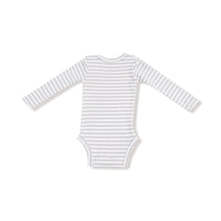 Stripe - Mineral- Grey/White - Lap Shoulder Bodysuit