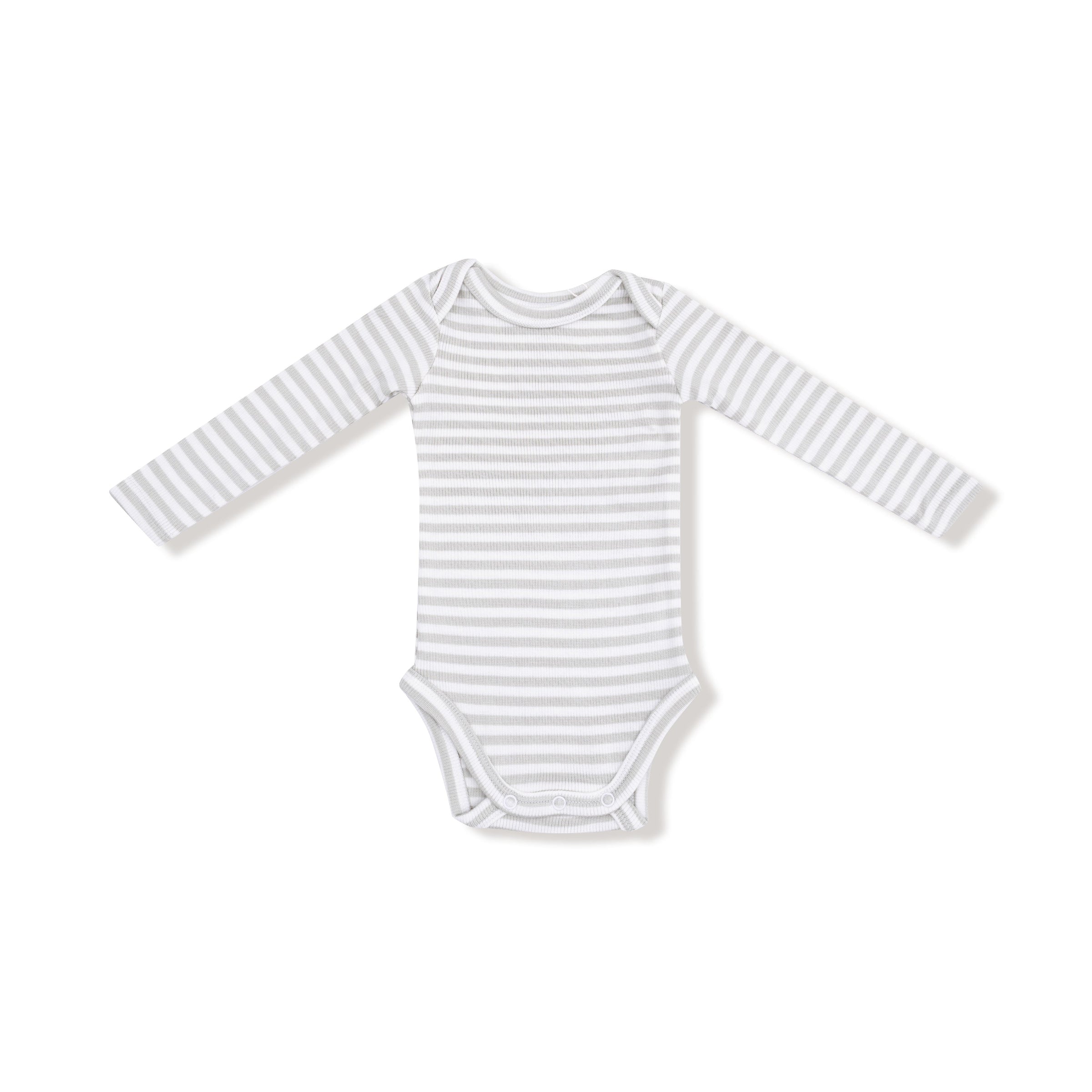 Stripe - Mineral- Grey/White - Lap Shoulder Bodysuit