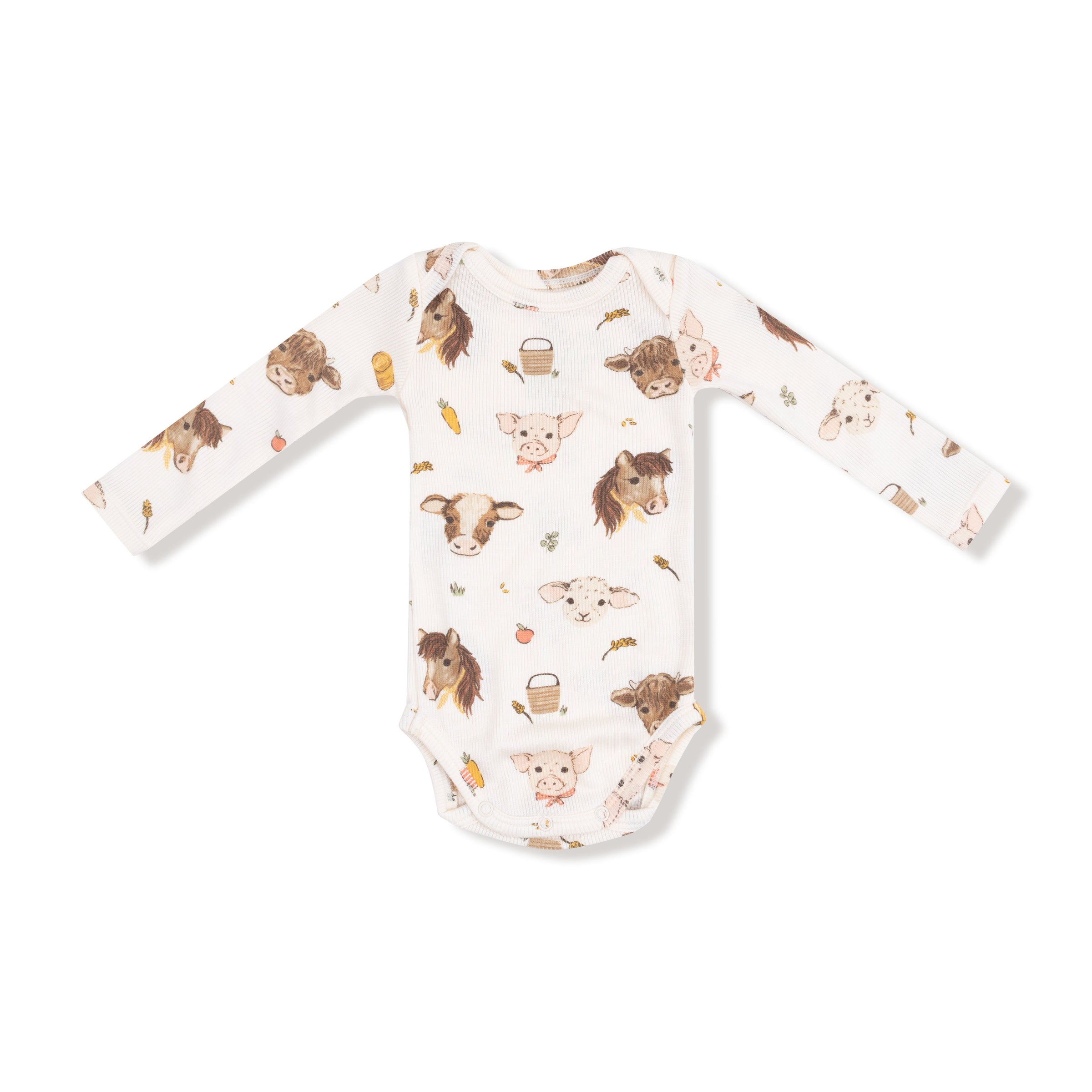 Vintage Baby Farm Animals - Lap Shoulder Bodysuit