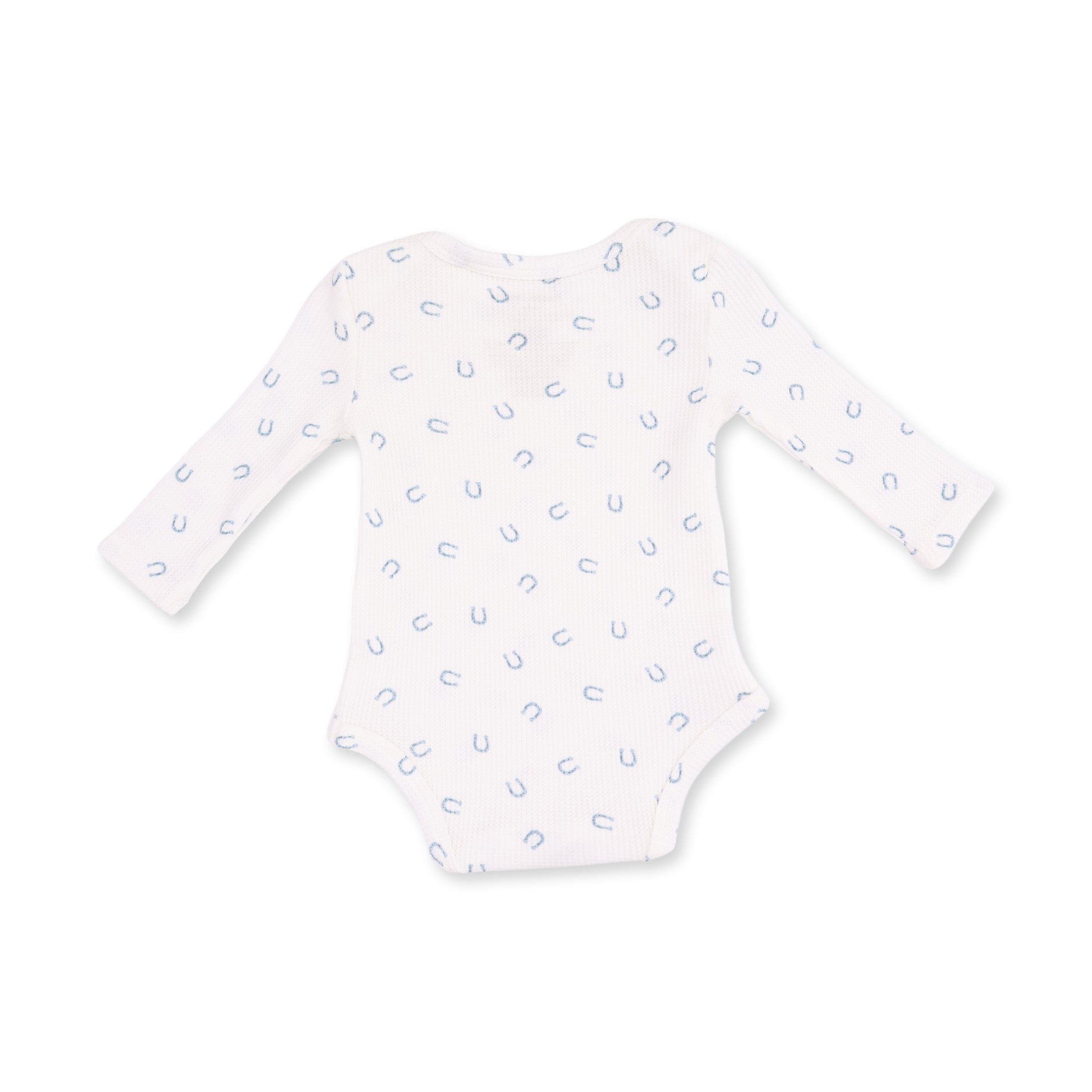 Little Horseshoes Blue - Long Sleeve Bodysuit