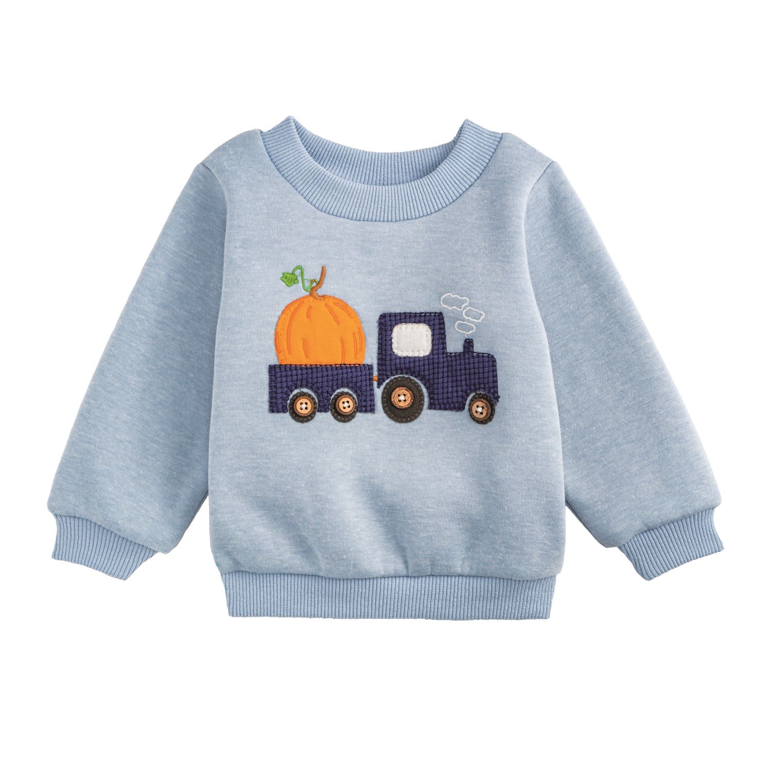 Pumpkin Tractor Sweatshirt – Appliqued Brushed French Terry